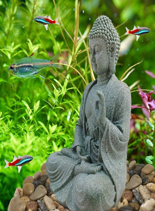 livelyfish Meditating Buddha Statue Natural Sandstone Buda Sculptures for Fish Tank Aquarium Decorations Home Zen Garden Bonsai Ornament Decor, Gifts (Fearless-Small) - Image 2